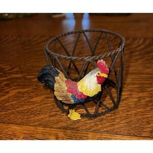 Rustic Farmhouse Rooster Wire Votive Candle Holder Country Kitchen Decor